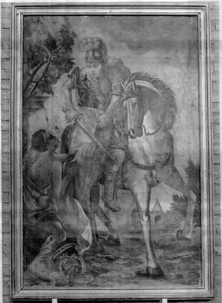 SAN MARTINO DONA PARTE DEL MANTELLO AL POVERO (dipinto) - ambito toscano (metà sec. XVIII)