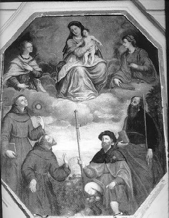 Madonna in Gloria tra Sant'Apollonia, San Francesco, San Rocco, San Paolo e Sant'Agata (dipinto) - ambito lunigianese (seconda metà sec. XVIII)