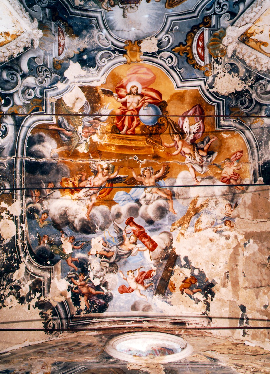 Cristo in gloria con simboli della passione e angeli (dipinto murale) - ambito siciliano (Seconda metà sec. XVIII)