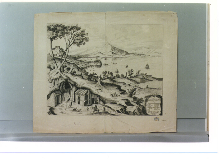 veduta di Napoli col Vesuvio da Posillipo (stampa) di Hoefnagel Georg (seconda metà sec. XVII)