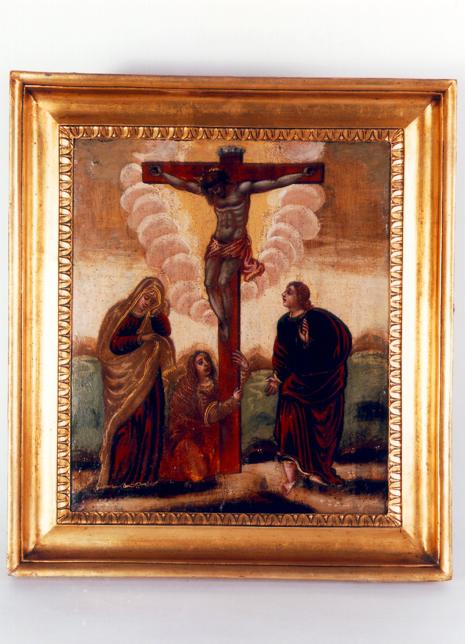 crocifissione di Cristo con la Madonna, San Giovanni evangelista e Santa Maria Maddalena (dipinto) - ambito siciliano (Prima metà sec. XIX)