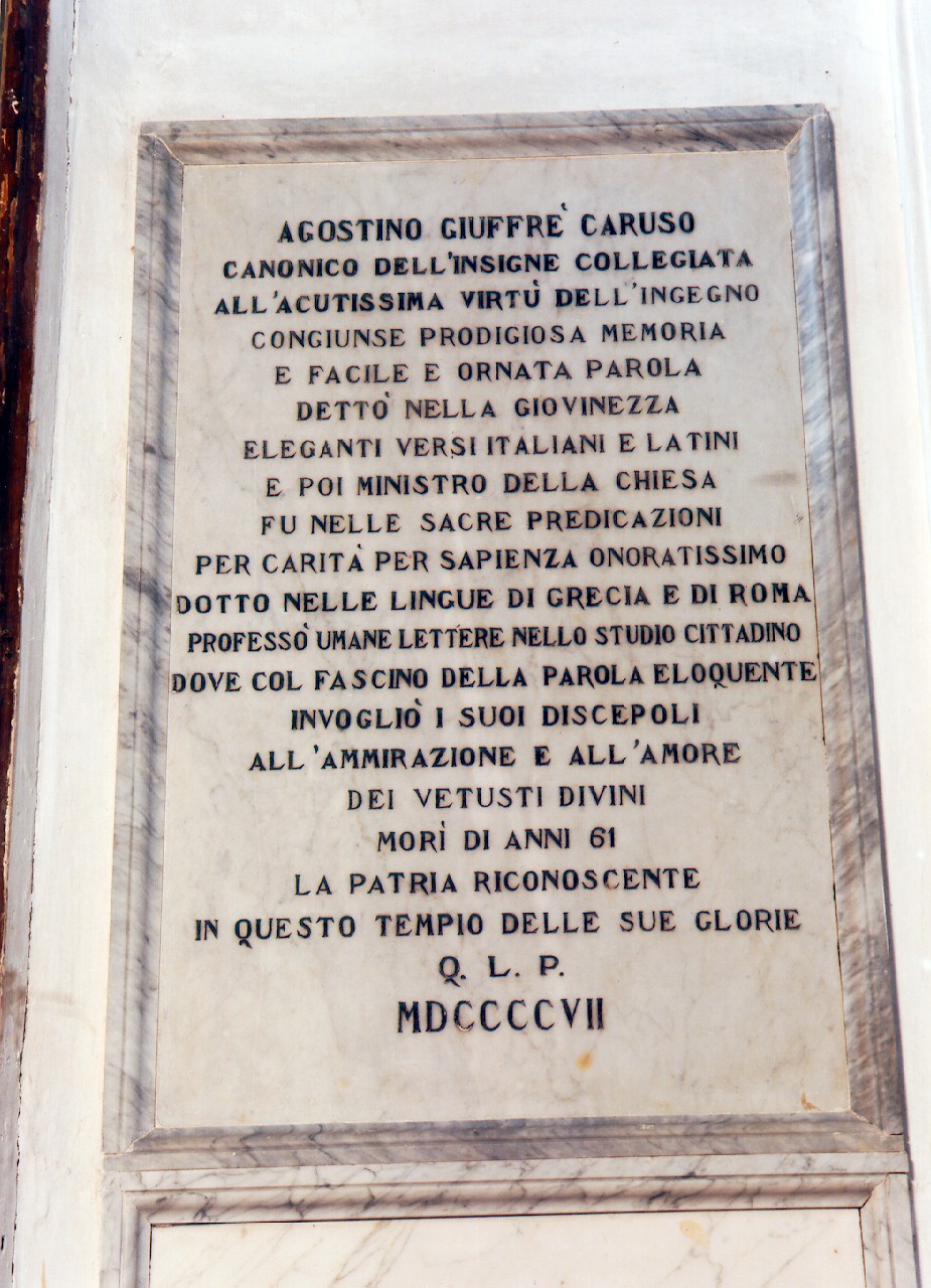 lapide commemorativa - ambito siciliano (sec. XX)