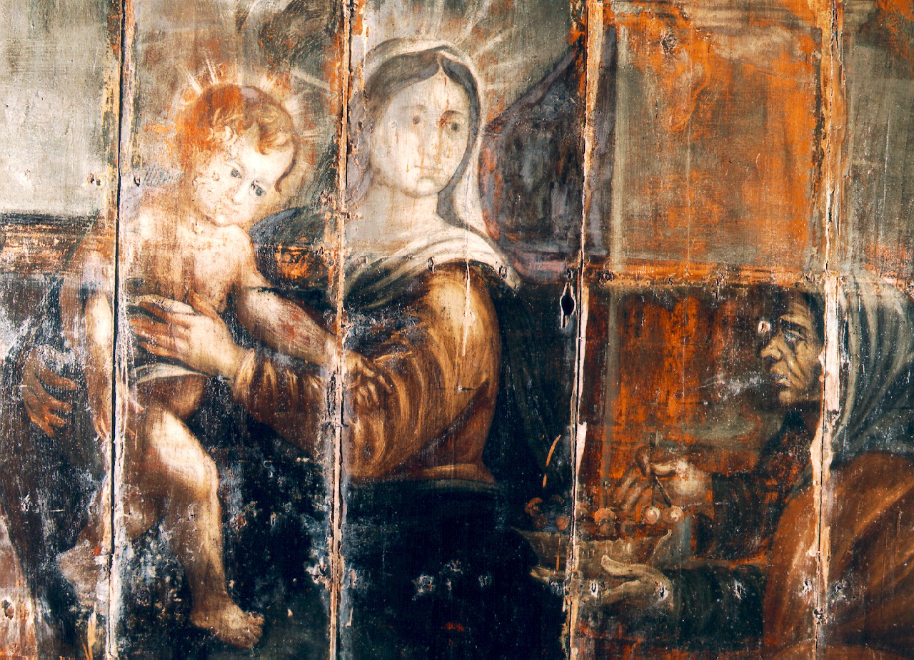 sacra famiglia e donatrice (dipinto) - ambito siciliano (Seconda metà sec. XVII)