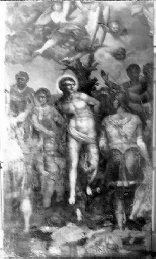 MARTIRIO DI SAN SEBASTIANO (dipinto) di Ghirlanda Agostino il Vecchio (seconda metà sec. XVI)