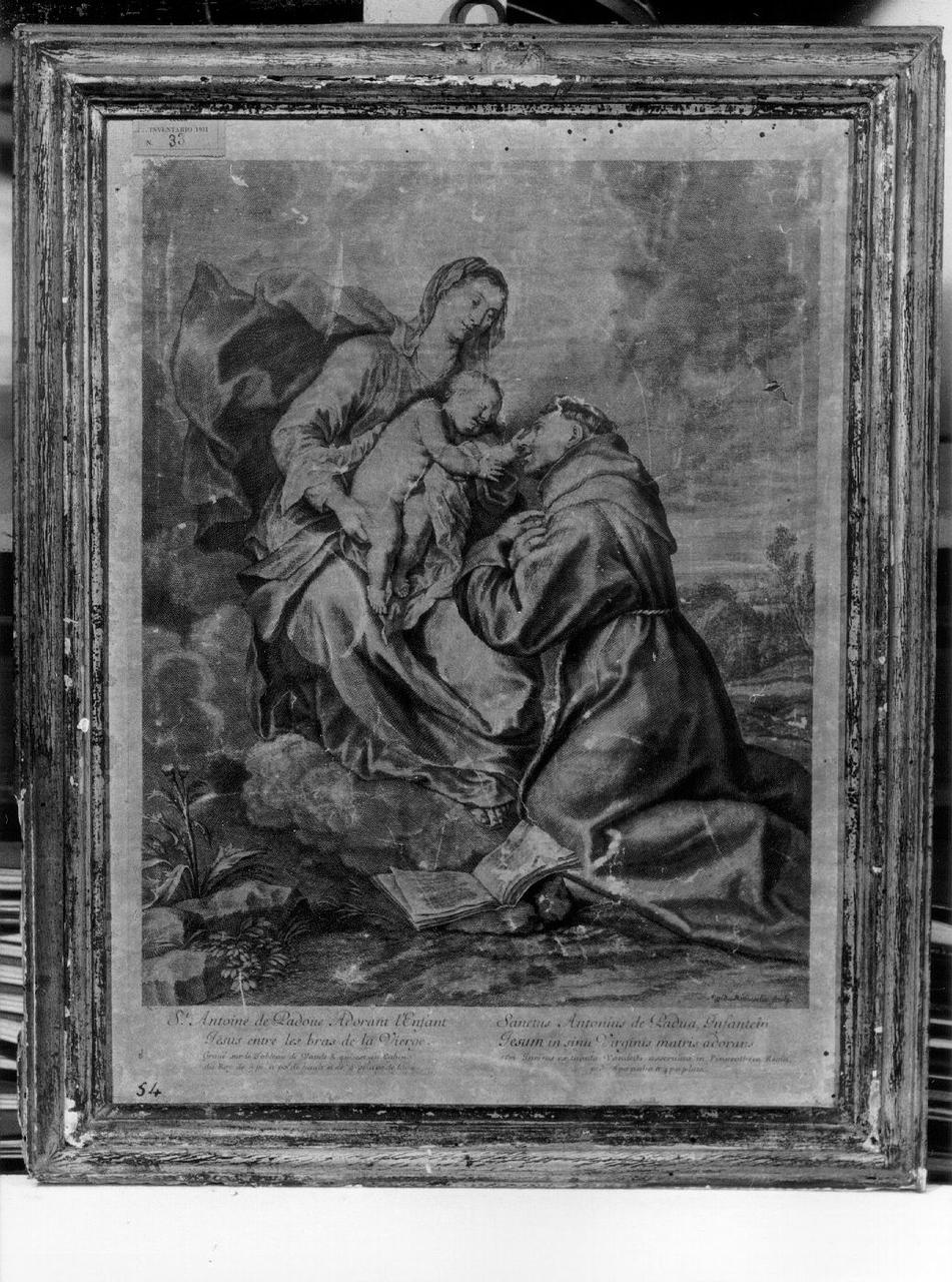 APPARIZIONE DELLA MADONNA CON BAMBINO A SANT'ANTONIO DA PADOVA (stampa) - ambito francese (metà sec. XVII)