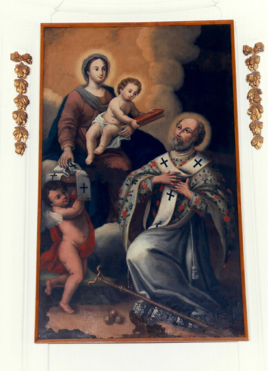 Madonna con Bambino e San Nicola di Bari (dipinto) - ambito siciliano (Seconda metà sec. XIX)