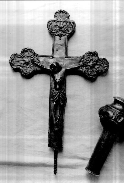 croce processionale - bottega genovese, bottega toscana (inizio sec. XV, sec. XVIII)