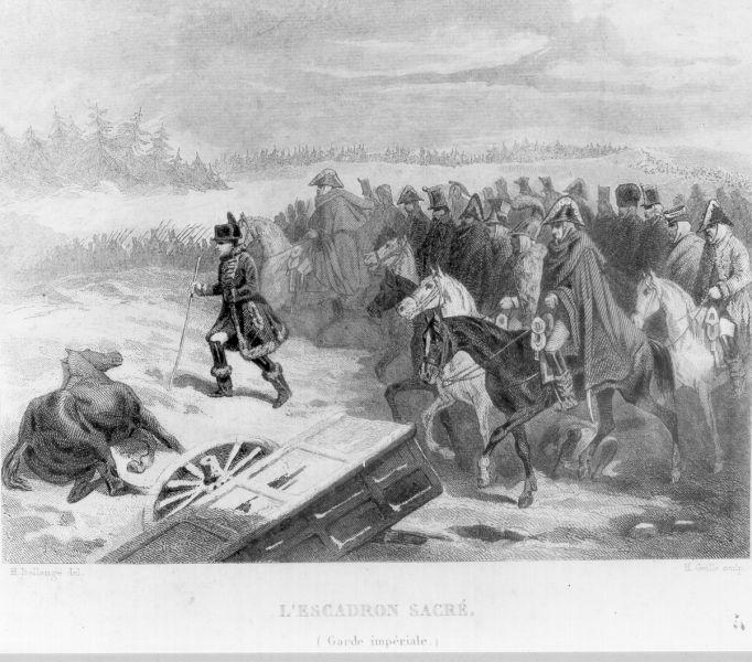 L'escadron sacré, scena di battaglia (stampa) di Bellangé Hippolyte, Geille Amédé Felix Barthélemy (prima metà sec. XIX)