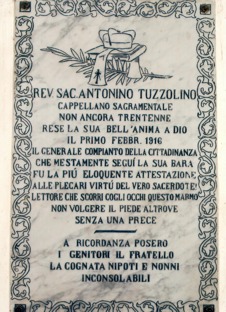 lapide commemorativa - ambito siciliano (sec. XX)