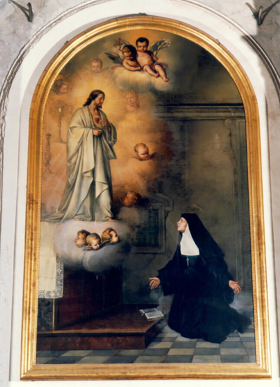 apparizione del sacro cuore di Gesu' a Santa Margherita Maria l'Acoque (dipinto) - ambito siciliano (primo quarto sec. XX)