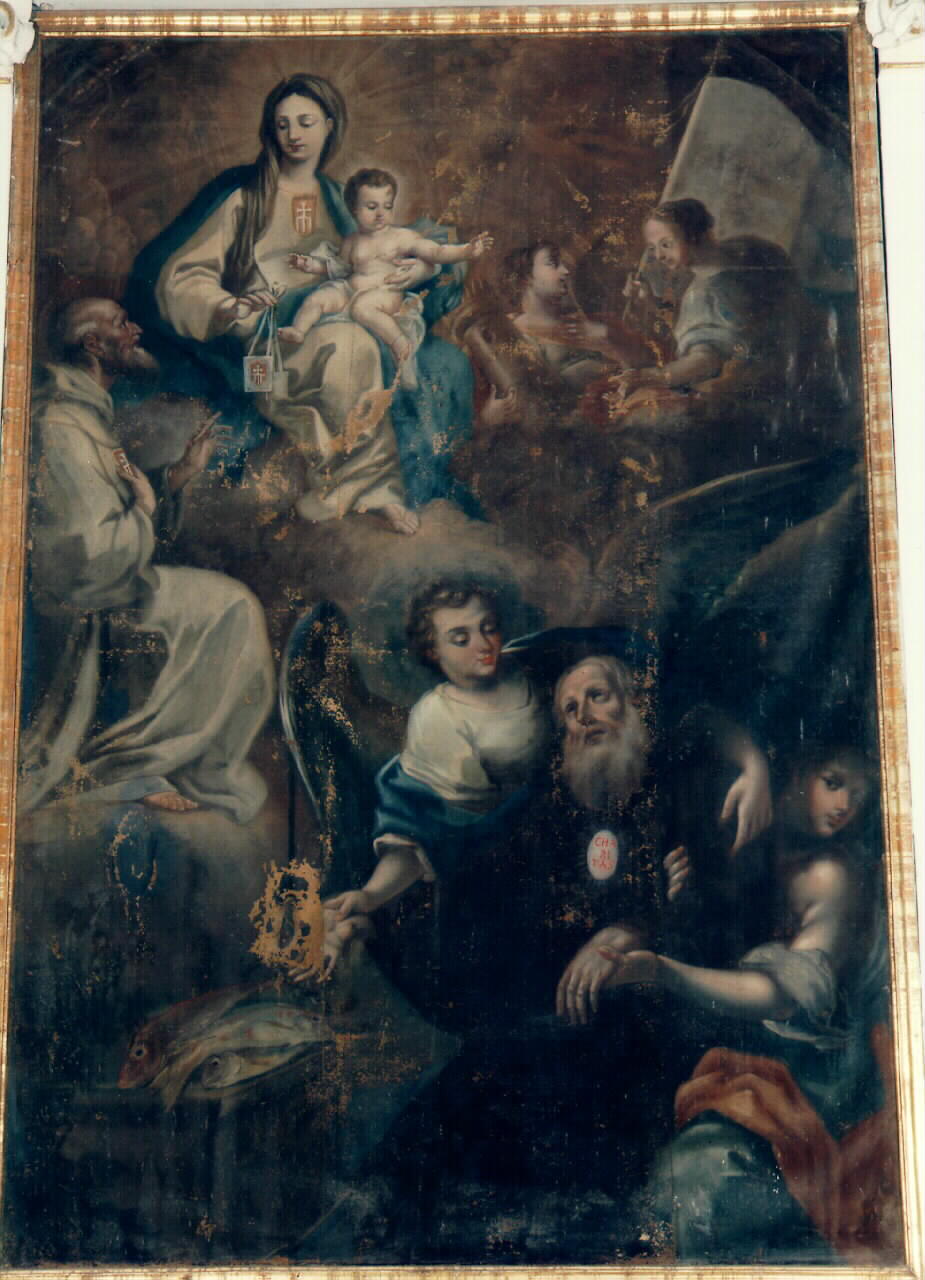 Madonna con Bambino consegna lo scapolare a San Pietro Nolasco ed estasi di San Francesco di Paola (dipinto) - ambito siciliano (Prima metà sec. XVIII)