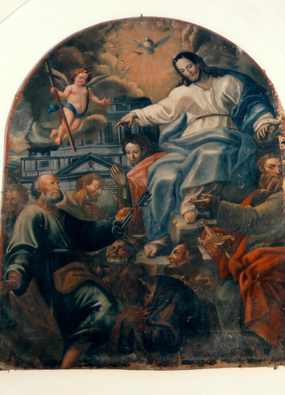 Cristo tra San Pietro apostolo e San Paolo apostolo (dipinto) - ambito siciliano (Prima metà sec. XVIII)