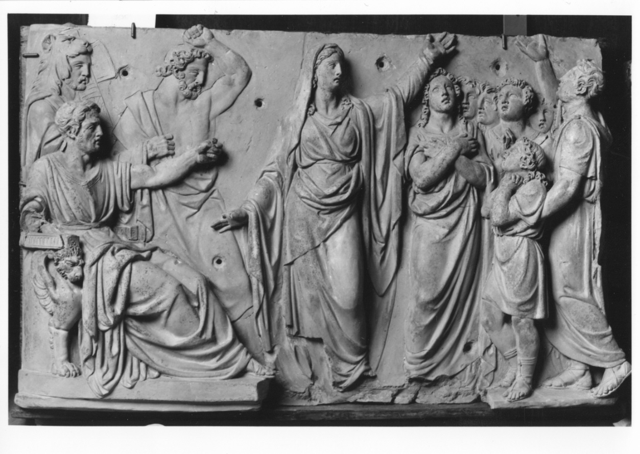 Santa Felicita incita i figli a morire per la fede (rilievo, opera isolata) di Cacciatori Benedetto (prima metà sec. XIX)