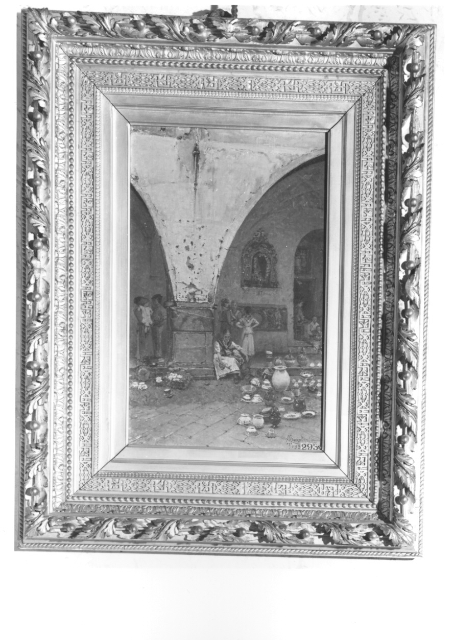 mercato di porcellane (dipinto, opera isolata) di Baccalario Angelo (fine sec. XIX)
