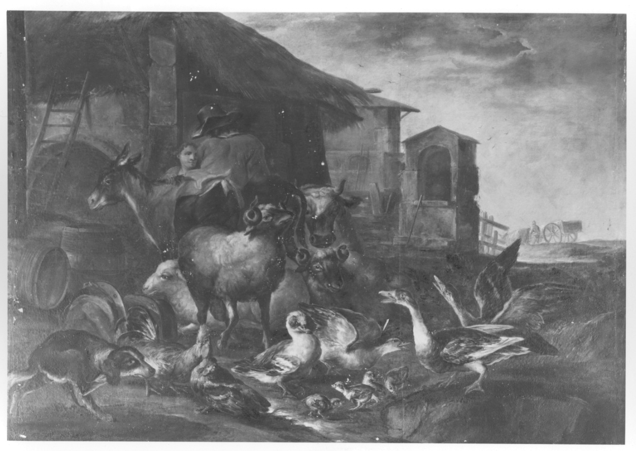 contadini e animali (dipinto, opera isolata) di Crivelli Giovanni detto Crivellino (secondo quarto sec. XVIII)