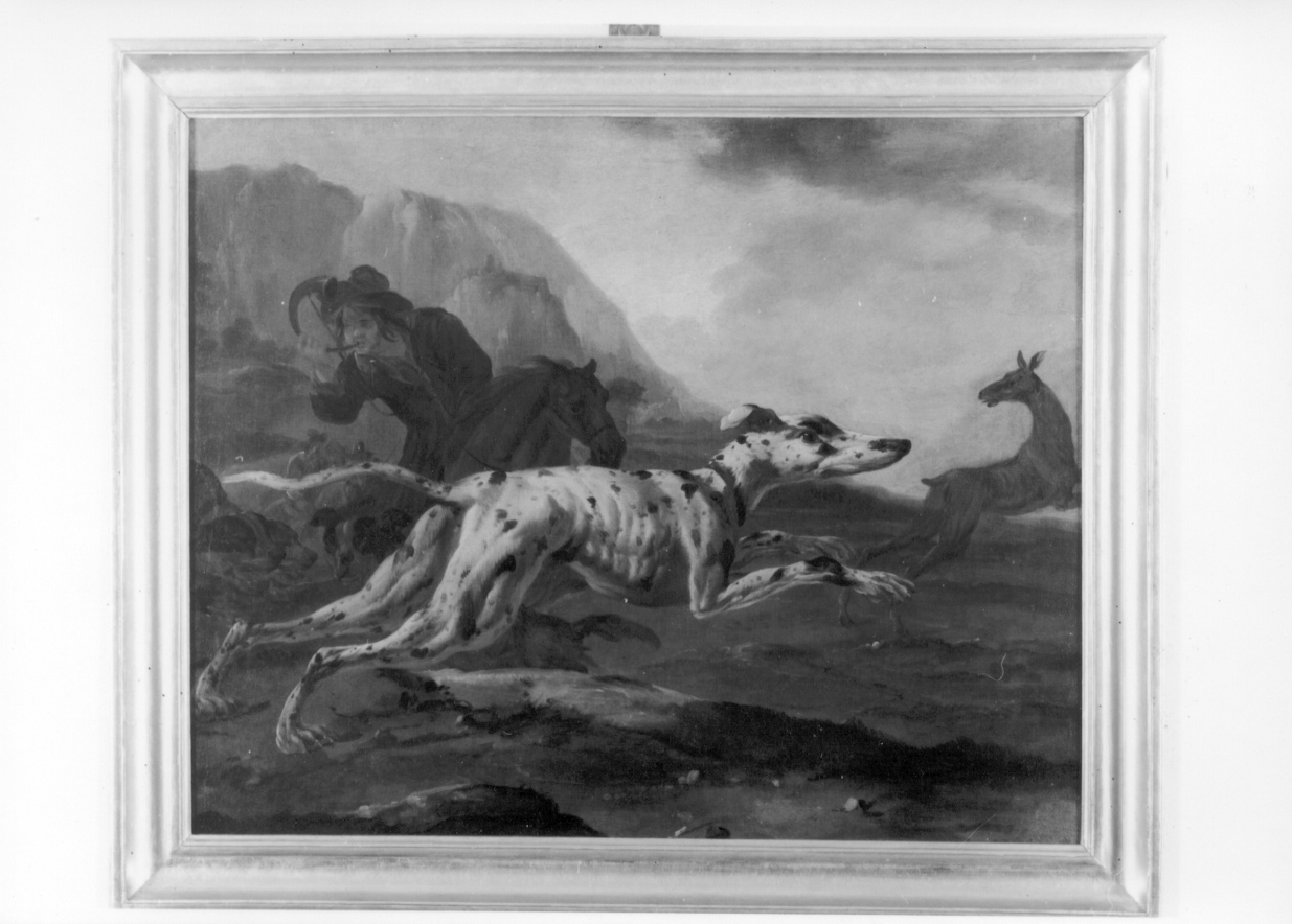 caccia al cervo (dipinto, opera isolata) - ambito piemontese (?) (metà sec. XVII)