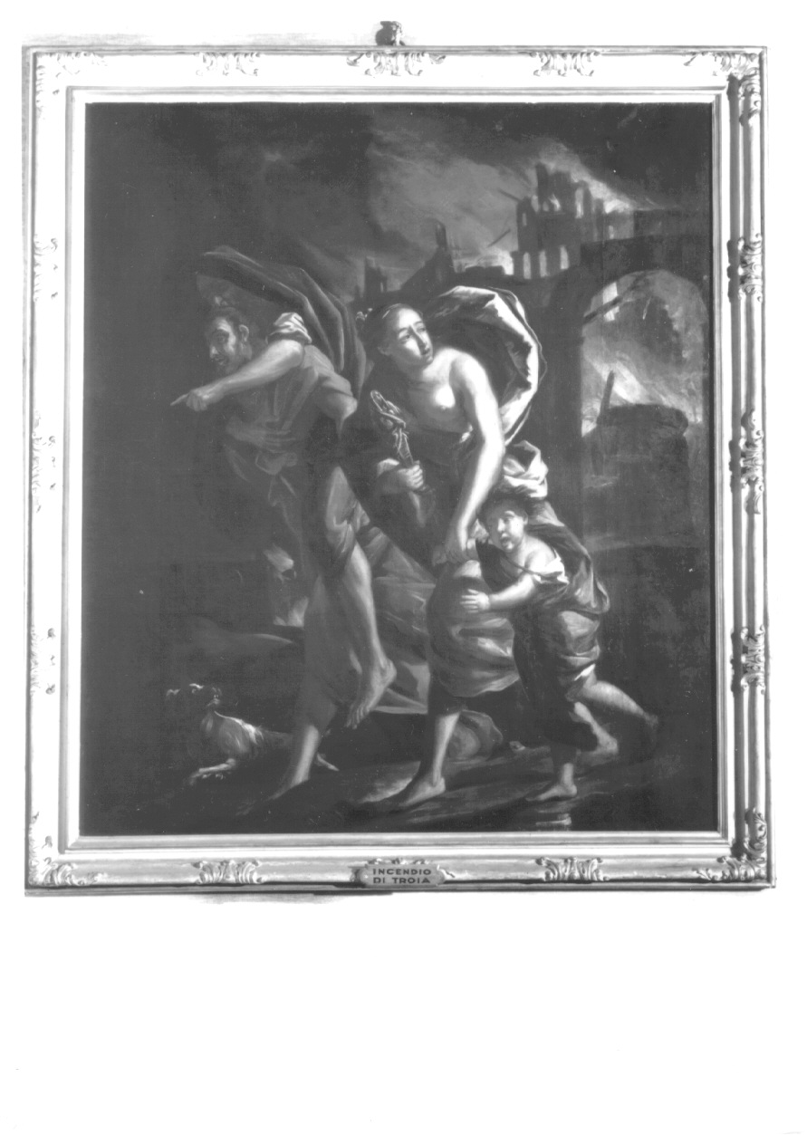 incendio di Troia (sovrapporta, opera isolata) di Caravoglia Bartolomeo (terzo quarto sec. XVII)