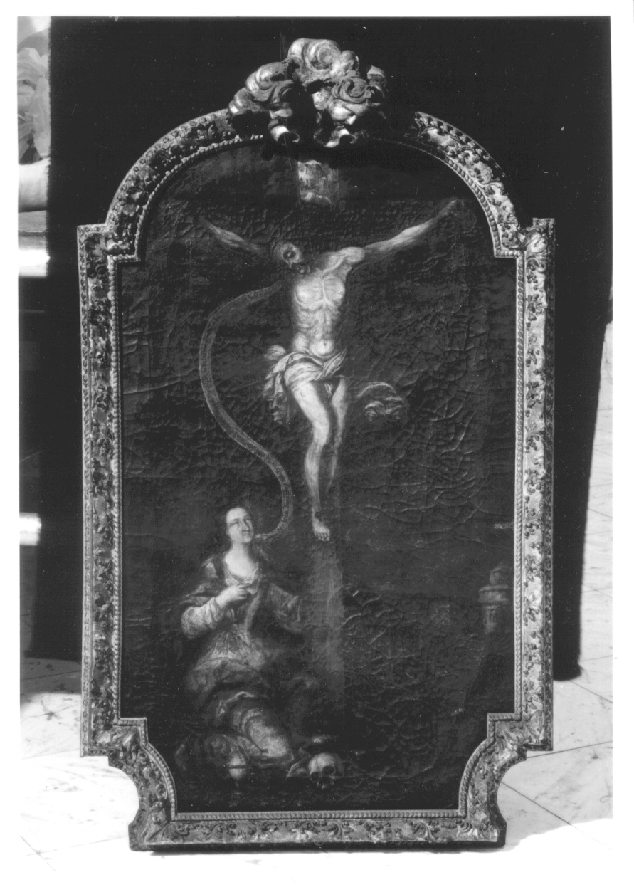 Santa Maria Maddalena ai piedi di Cristo crocifisso (dipinto, opera isolata) - ambito tedesco (ultimo quarto sec. XVII)