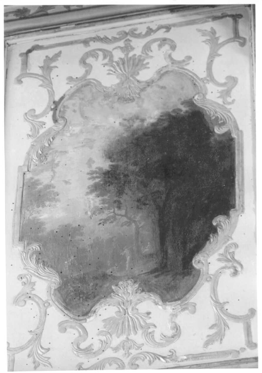 paesaggio con alberi e figure (dipinto, elemento d'insieme) di Brambilla Carlo Filippo (secondo quarto sec. XVIII)