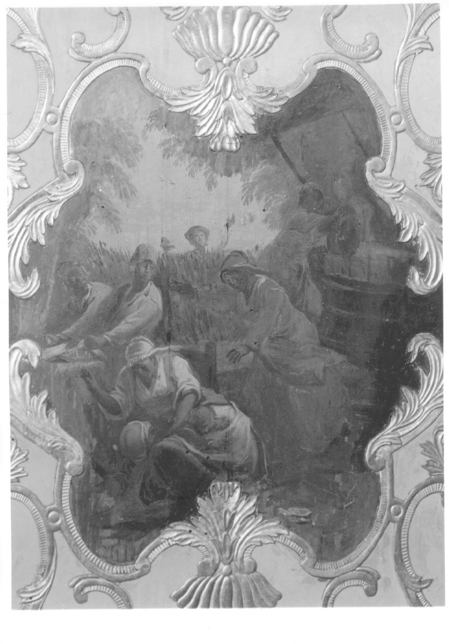 scena campestre con figure (dipinto, elemento d'insieme) di Olivero Pietro Domenico (secondo quarto sec. XVIII)