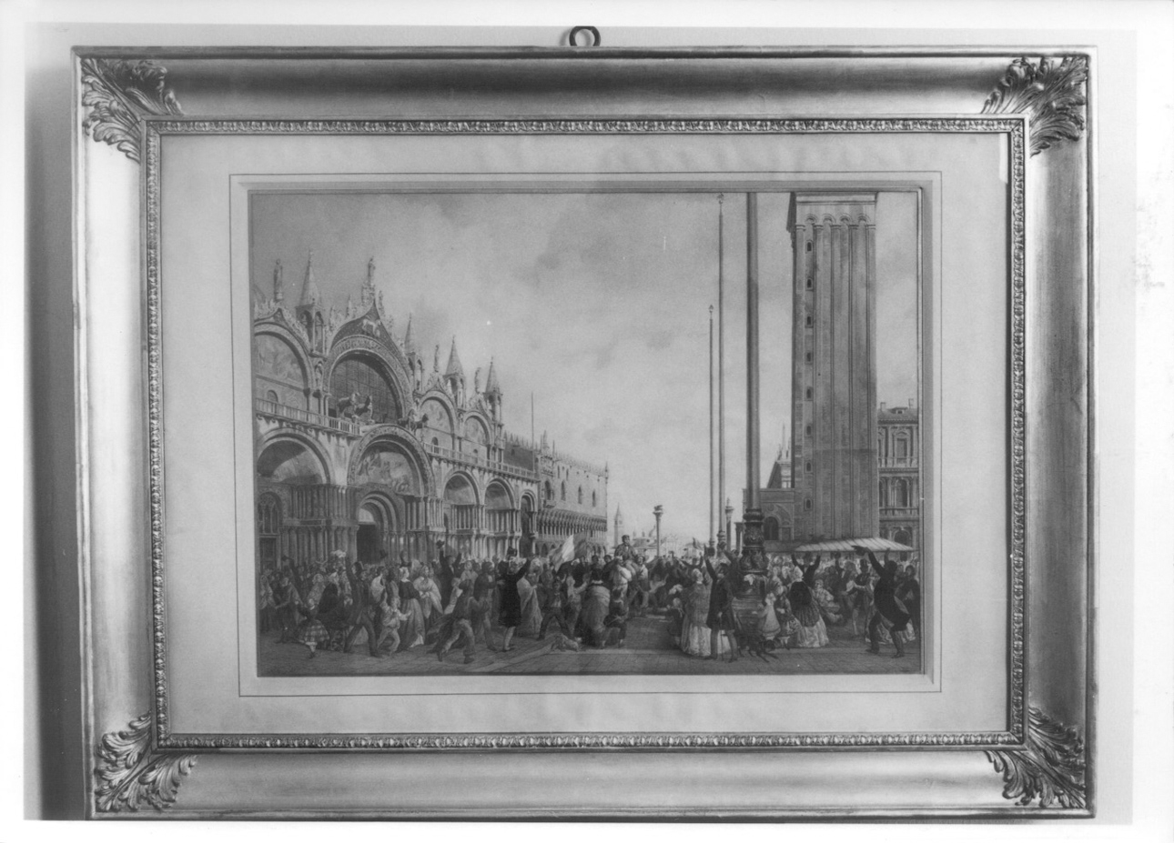 Piazza San Marco, veduta di Venezia (dipinto, opera isolata) di Roberti G (metà sec. XIX)