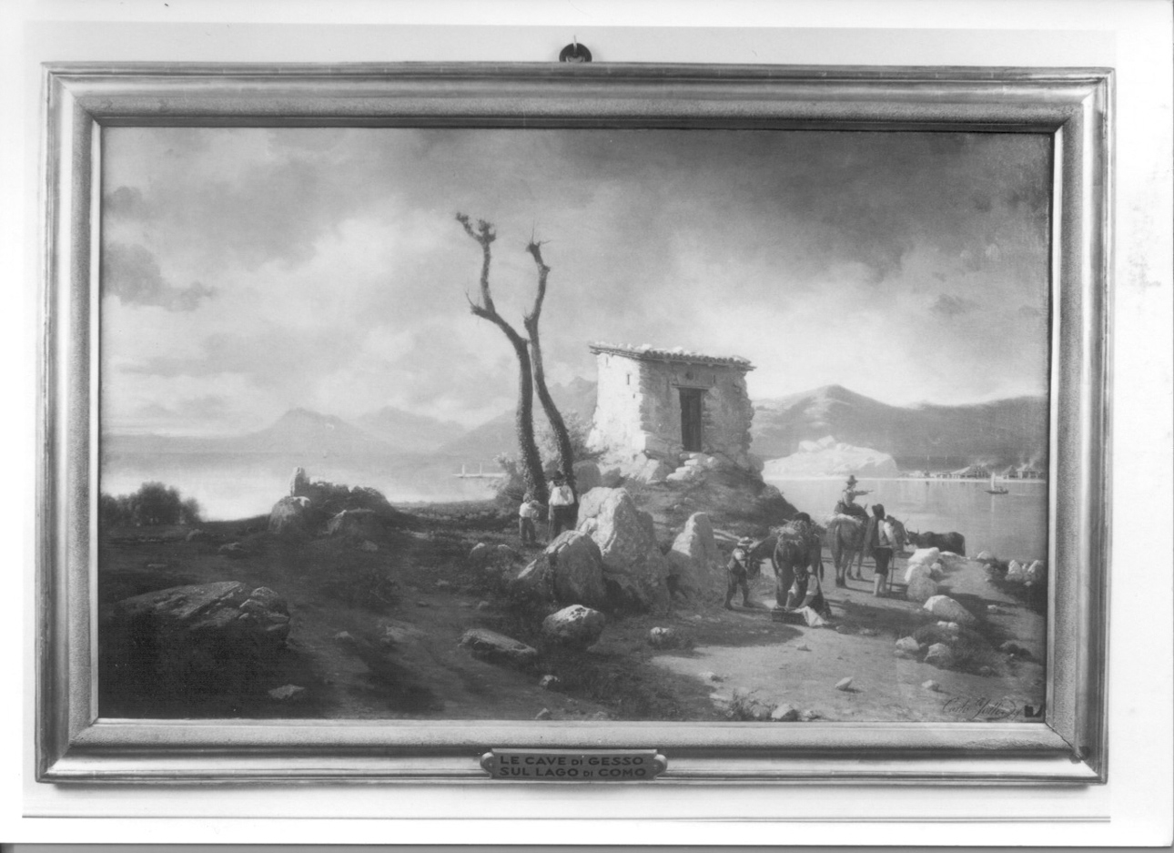 Le cave di gesso sul lago di Como, cave di gesso sul lago di Como (dipinto, opera isolata) di Jotti Carlo (terzo quarto sec. XIX)