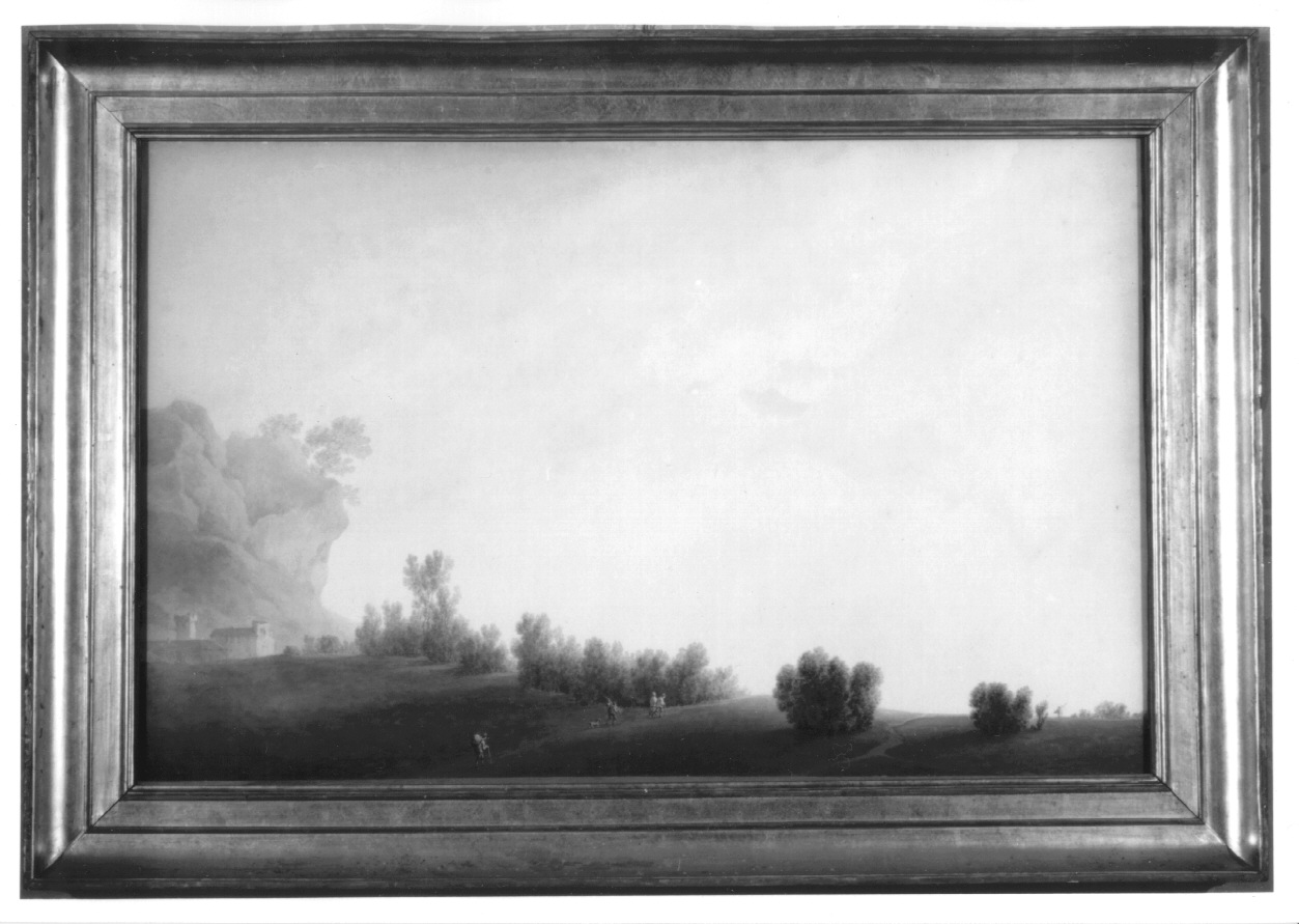 Sera, colline, paesaggio con alberi (dipinto, opera isolata) di Bagetti Giuseppe Pietro (prima metà sec. XIX)