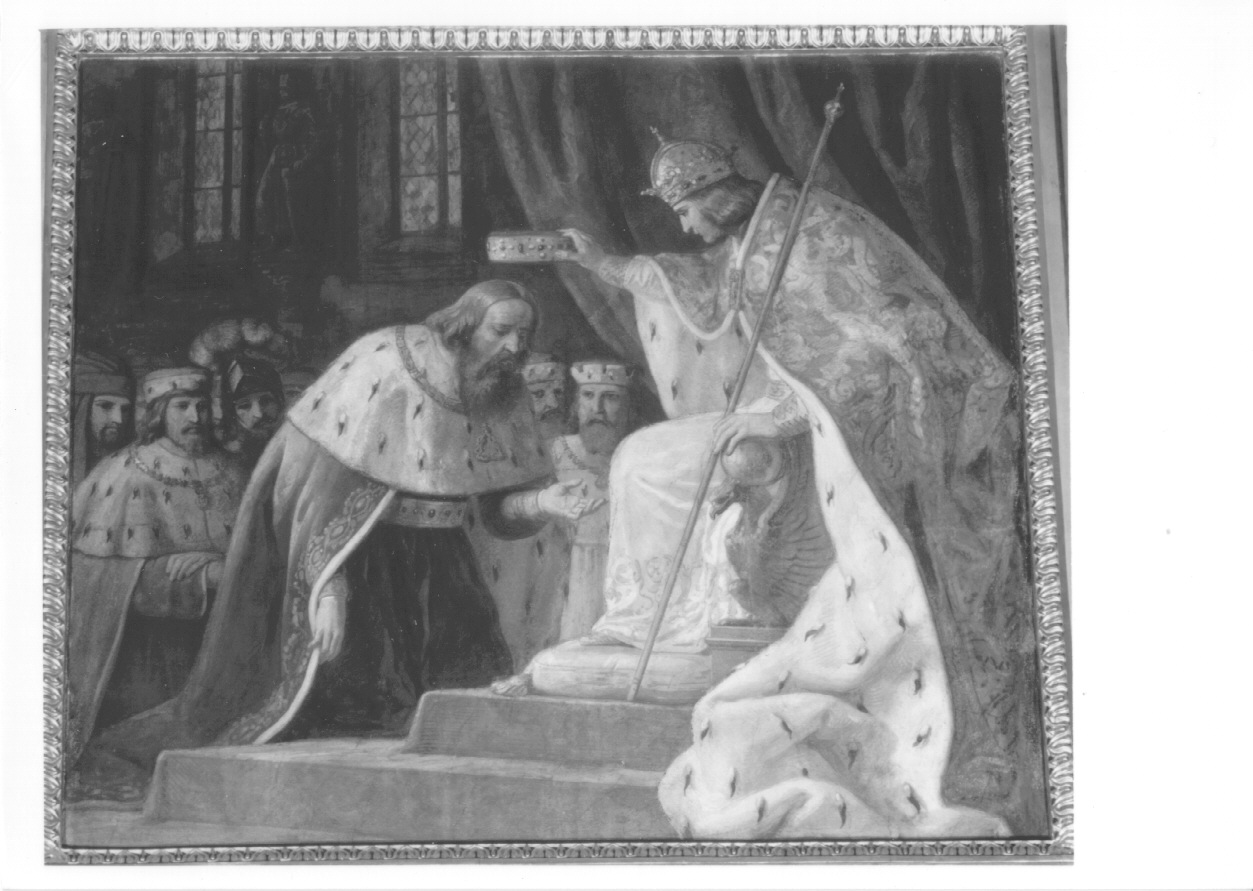 Amedeo VIII di Savoia creato duca dall'imperatore Sigismondo (dipinto, ciclo) di Gonin Francesco (metà sec. XIX)
