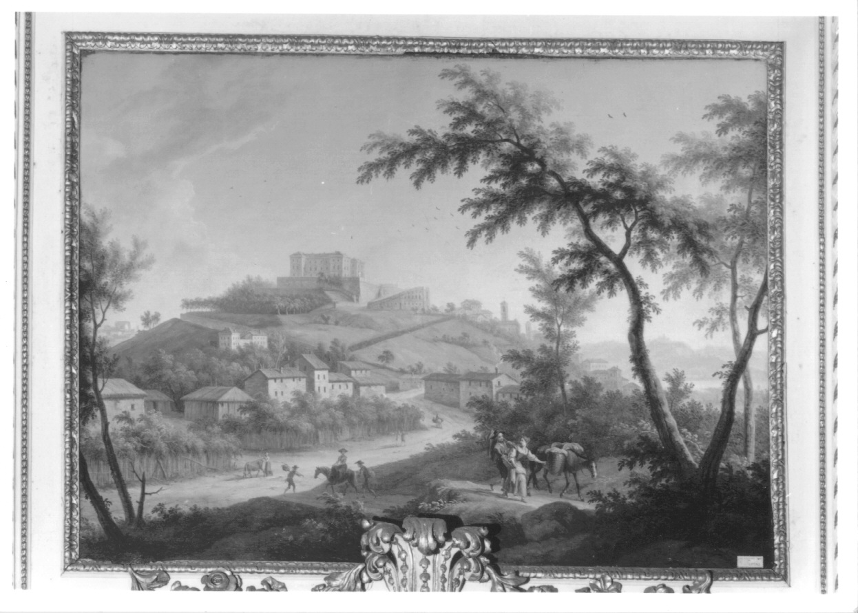 veduta del Castello di Moncalieri (sovrapporta, opera isolata) di Cignaroli Vittorio Amedeo (ultimo quarto sec. XVIII)