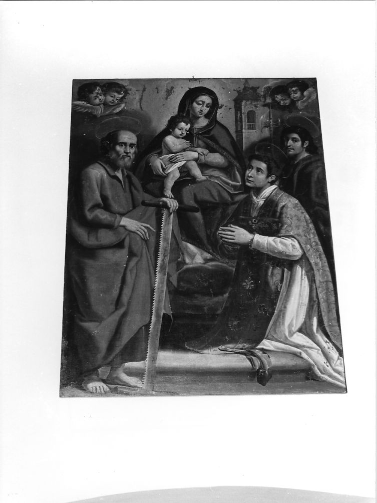 Madonna con Bambino, San Simone e Sant'Eusanio (dipinto) - ambito Italia centrale (sec. XVII)