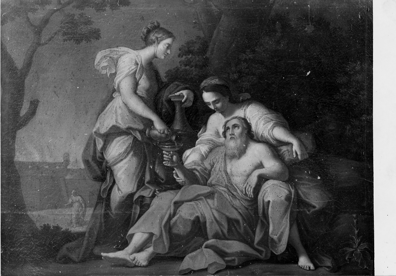 figlie di Lot ubriacano il padre (dipinto) di De Litiis Giulio Cesare (attribuito) (sec. XVIII)