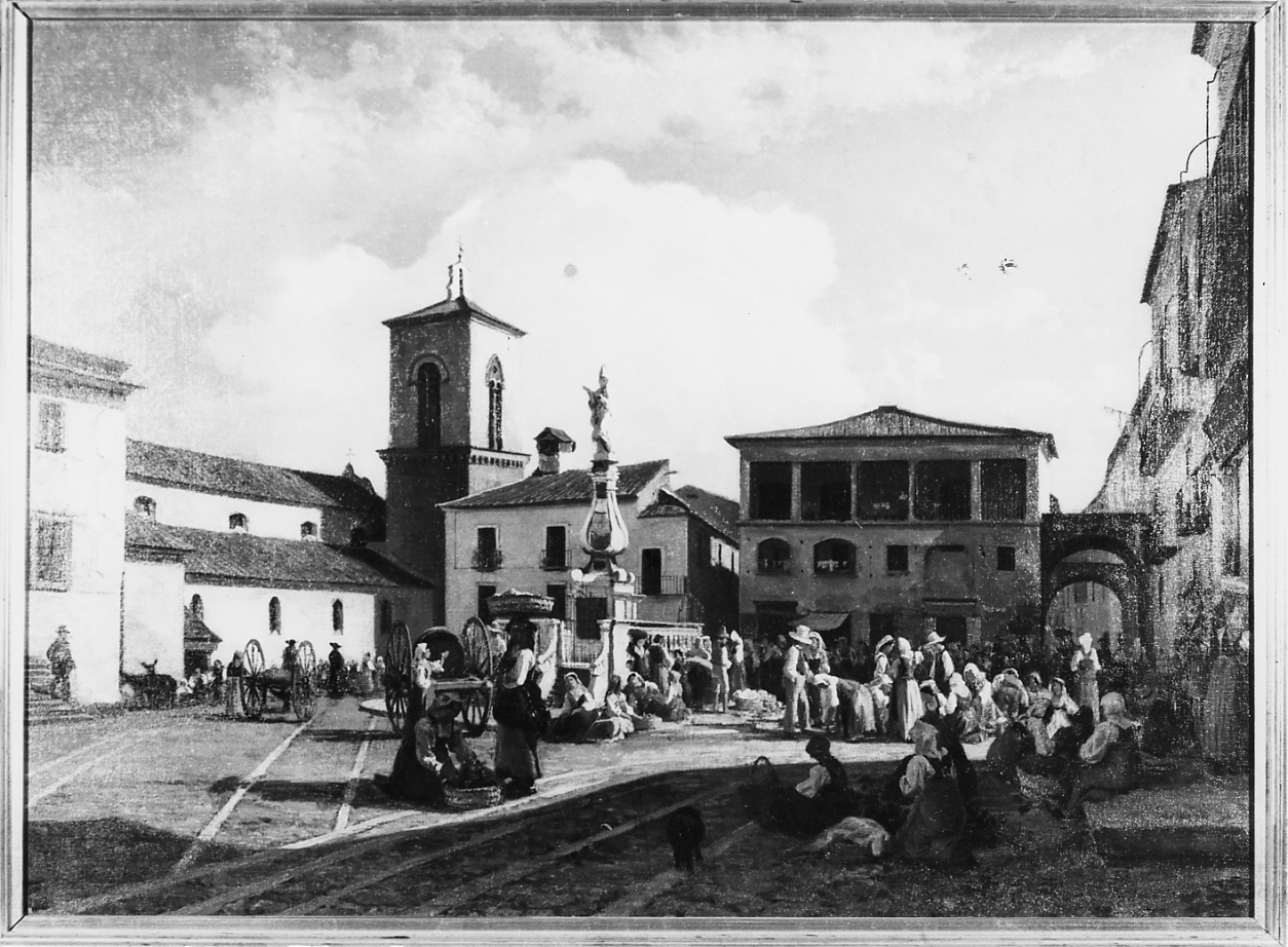 Piazza Orsini a Benevento, paesaggio (dipinto) di Palizzi Nicola (sec. XIX)