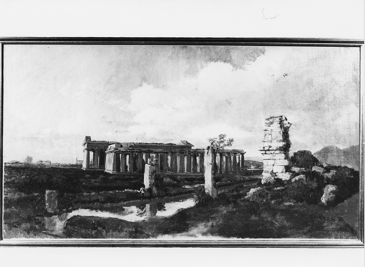 tempio di Paestum, paesaggio (dipinto) di Palizzi Nicola (sec. XIX)
