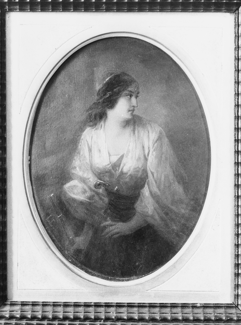 figura di donna armata, ritratto di donna (dipinto) di Monogrammista L. L (seconda metà sec. XIX)