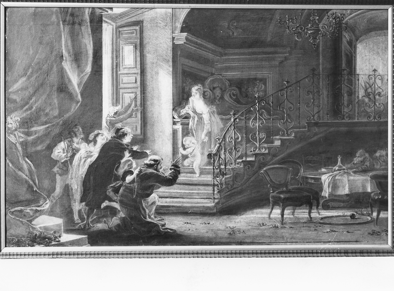 le gioie di famiglia, scena familiare (dipinto) di Dies Cesare (attribuito) (sec. XIX)
