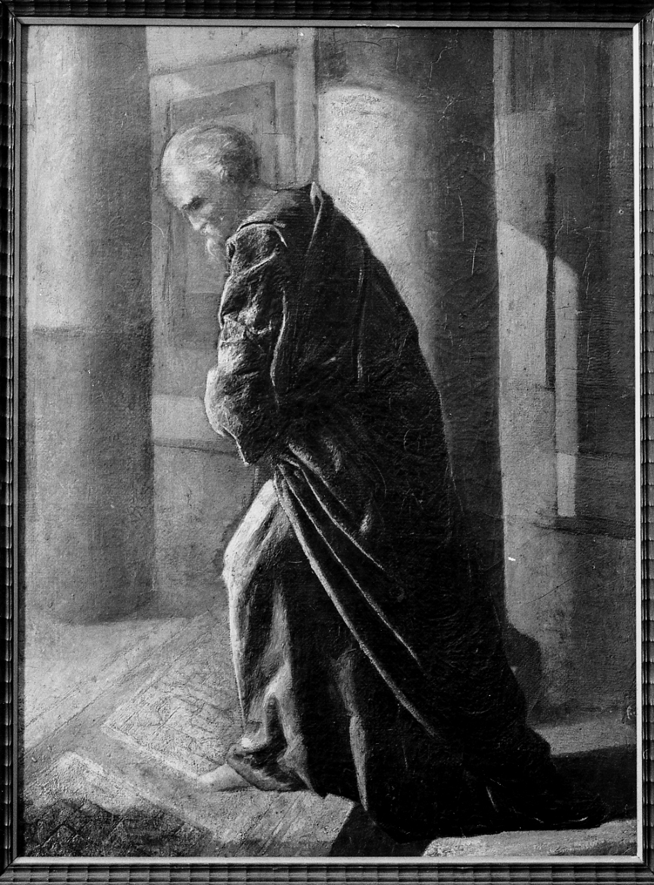 figura maschile tipo del filosofo (dipinto) - ambito Italia centrale (sec. XIX)