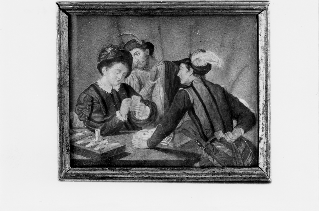 il baro, giocatori di carte (dipinto) - ambito Italia centrale (sec. XIX)