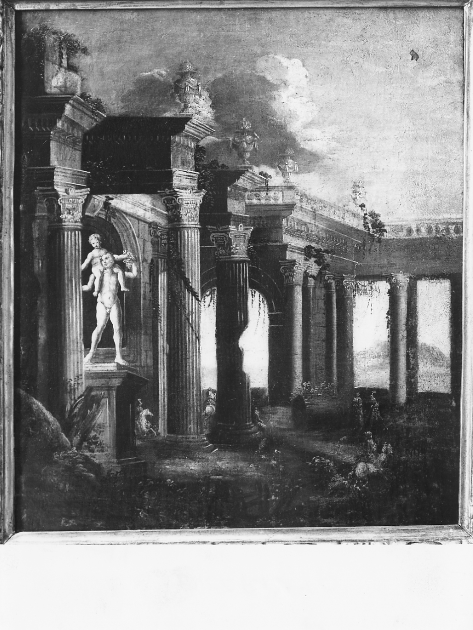 rovine di Roma ?, finte architetture con paesaggio (dipinto) - ambito Italia centrale (sec. XVIII)