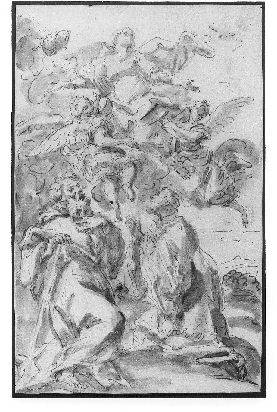 assunzione della Madonna (disegno) di De Litiis Giulio Cesare (fine/inizio secc. XVIII/ XIX, sec. XIX)
