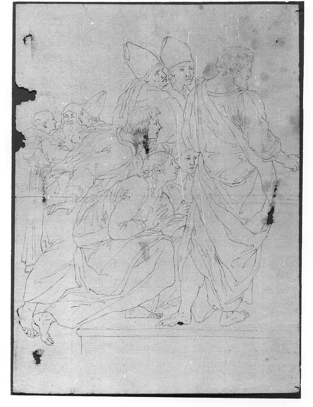 soggetto non identificato, figure (disegno) di De Litiis Giulio Cesare (fine/inizio secc. XVIII/ XIX, sec. XIX)
