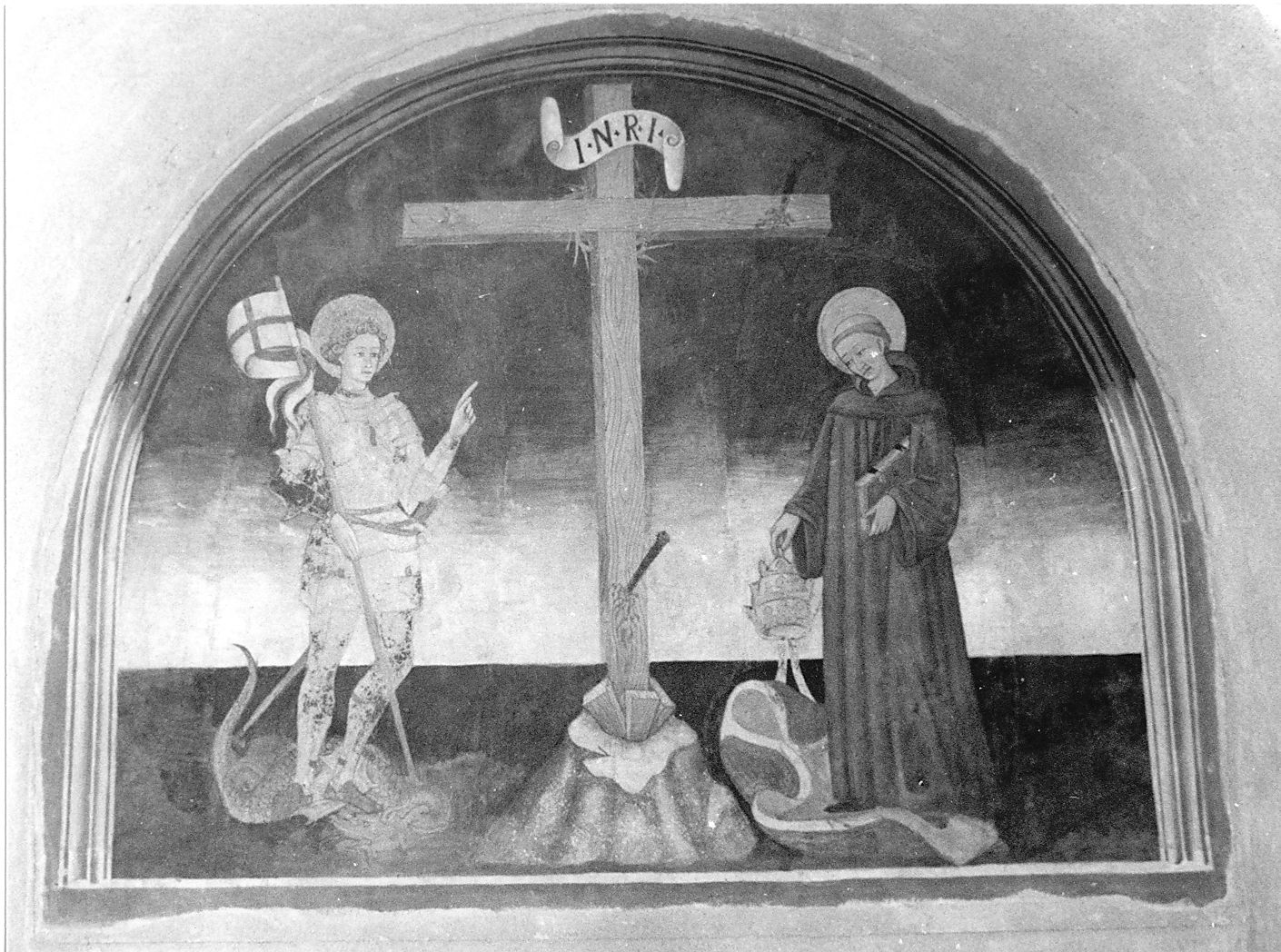La Croce tra i Santi Giorgio e Pietro Celestino (dipinto) - ambito italiano (sec. XV)