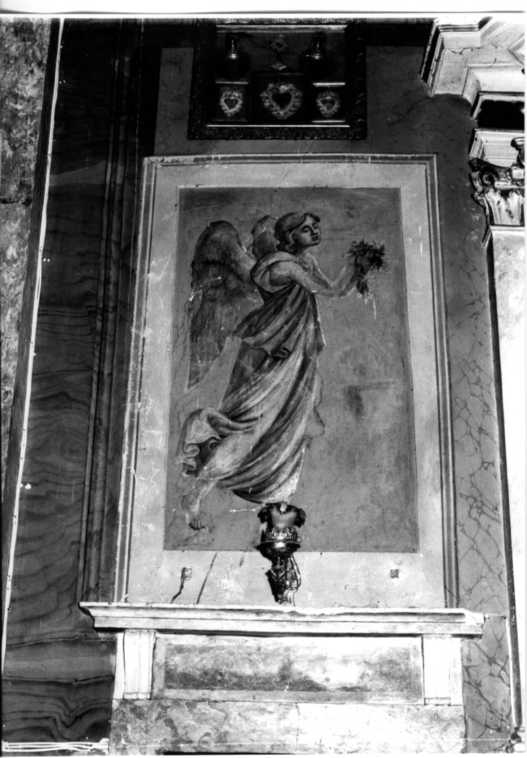 angelo con fiori (dipinto, opera isolata) - bottega Italia centrale (sec. XIX)