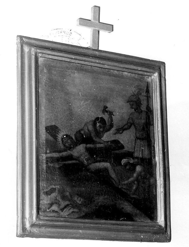 stazione XI: Gesù inchiodato alla croce (dipinto) - ambito Italia centrale (sec. I)