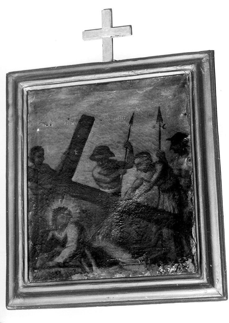 stazione III: Gesù cade sotto la croce la prima volta (dipinto) - ambito Italia centrale (sec. I)