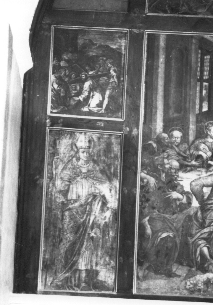 San Sabino/ Gesù cade sotto la croce, San Sabino (dipinto, elemento d'insieme) di Cecchini Tobia (attribuito) (sec. XVI)