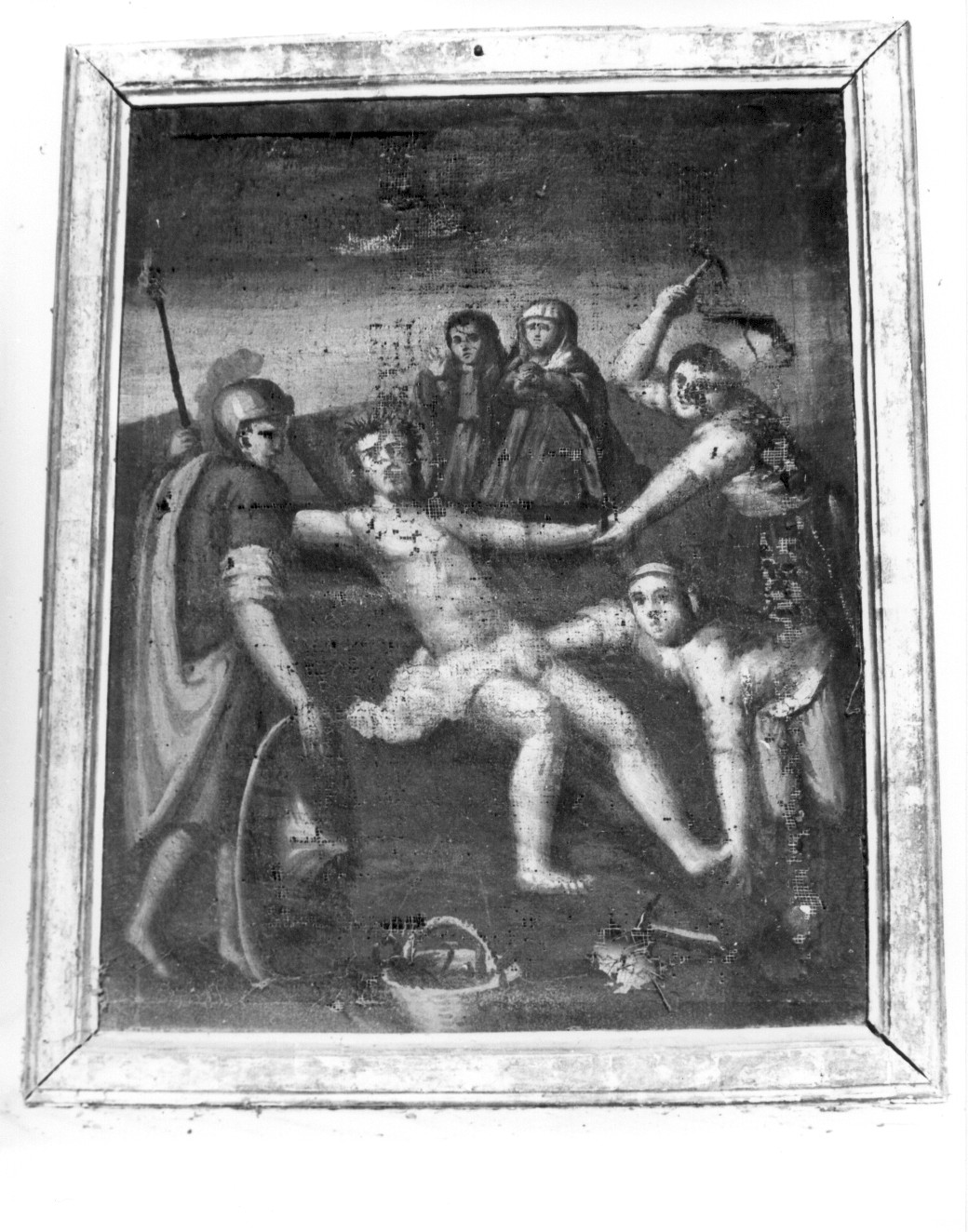 stazione XI: Gesù inchiodato alla croce (dipinto, elemento d'insieme) - ambito abruzzese (primo quarto sec. XIX)