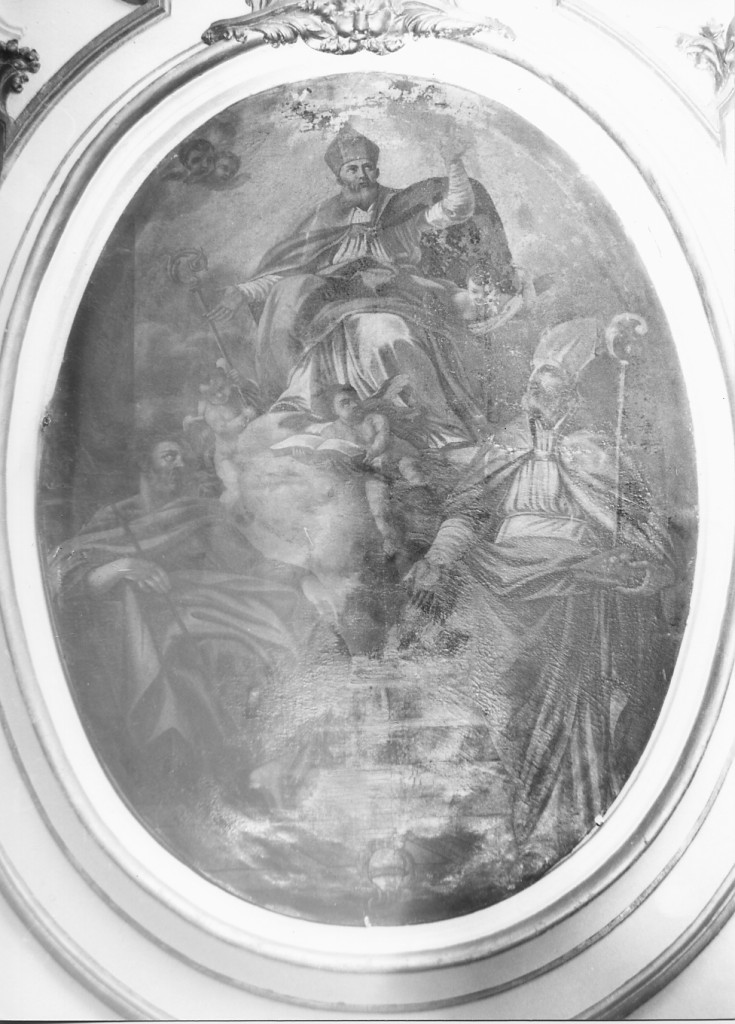San Panfilo in gloria con San Martino(?) e San Giuseppe(?) (dipinto) - ambito Italia centrale (sec. XVIII)