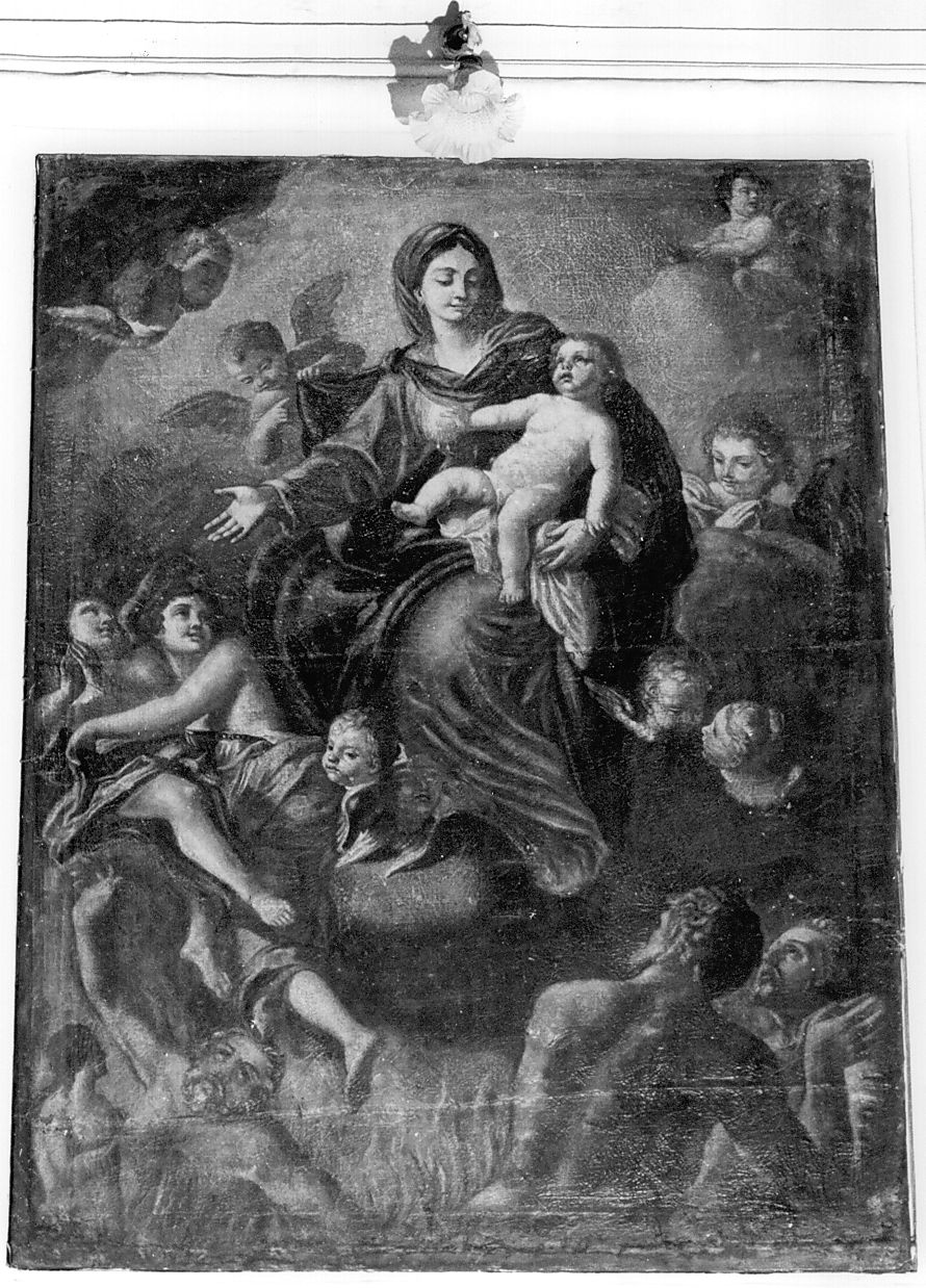 Madonna che intercede per le anime del purgatorio (dipinto, opera isolata) - ambito Italia centrale (sec. XVIII)