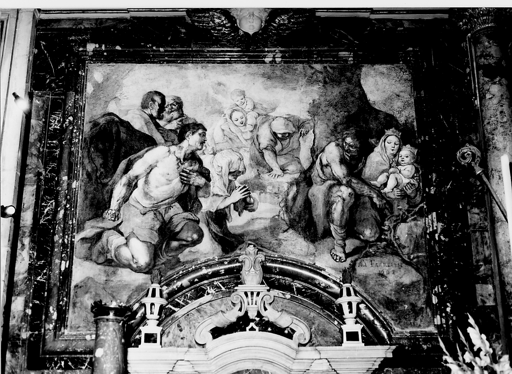 ritrovamento della statua della madonna (dipinto) di Farelli Giacomo (attribuito) (sec. XVII)