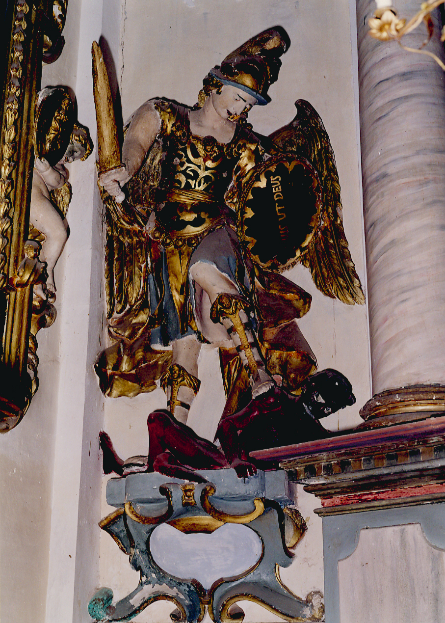 San Michele Arcangelo combatte Satana (statua) - ambito Italia centrale (sec. XVIII)